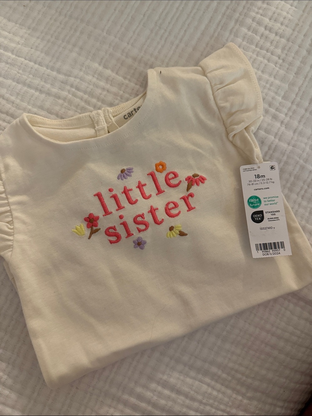 Carter's “little sister” embroidered onsie